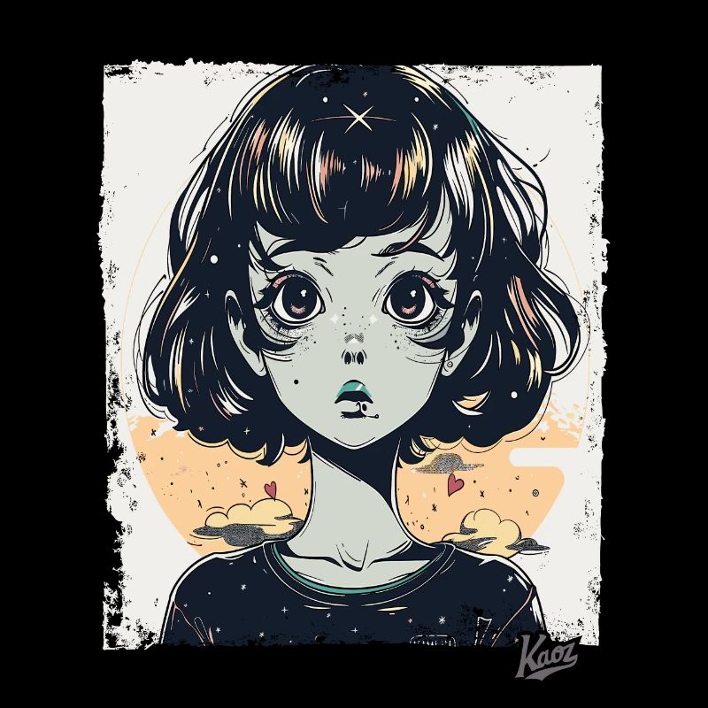 Das Cartoon Mädchen mit Visionen