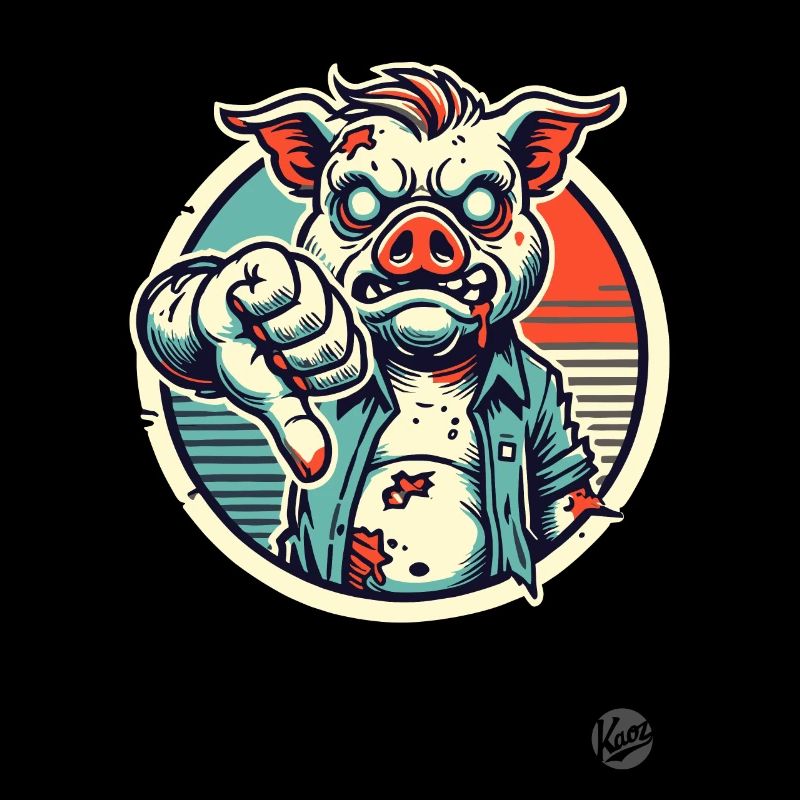Pouces vers le bas cochon zombie