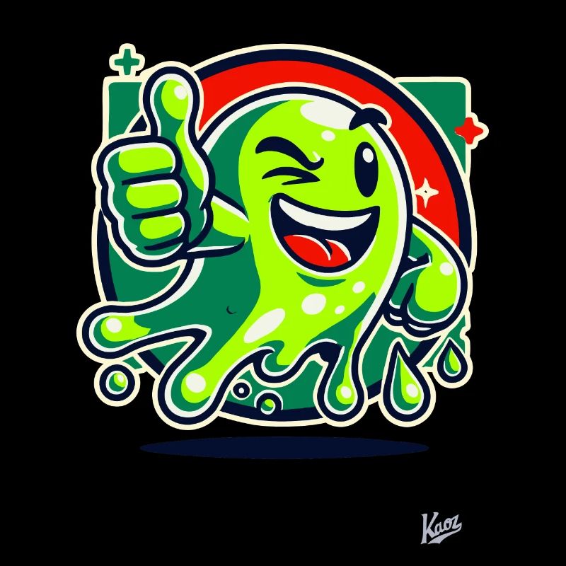 Monstre de slime vert avec pouces levés