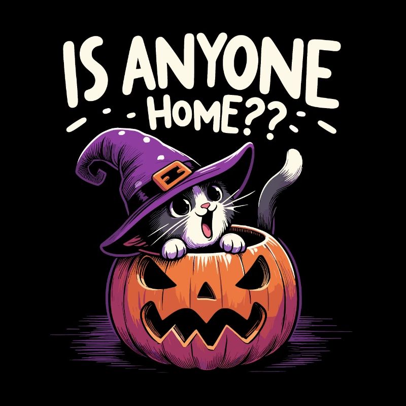 Halloween Chat Sorcière Chapeau Sorcière Grimace Mignon Fun