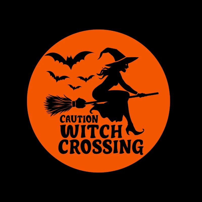 Halloween Witch Broom Caution Witch Crossing