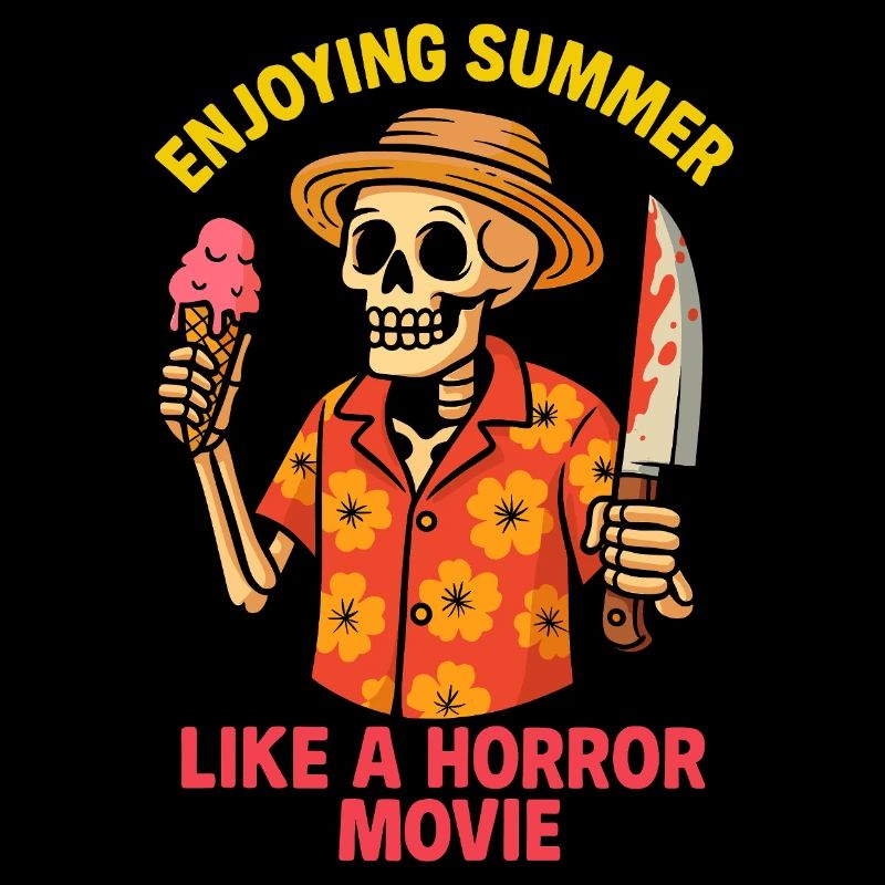 Sommer Horror - Skelett mit Eis & Messer