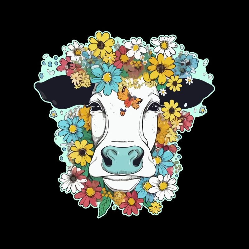 Kuh und Blumen