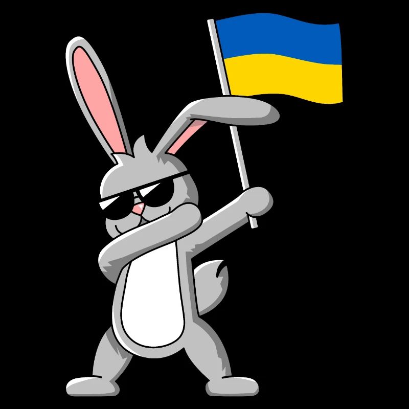 Dabbing Rabbit avec le drapeau de l’Ukraine