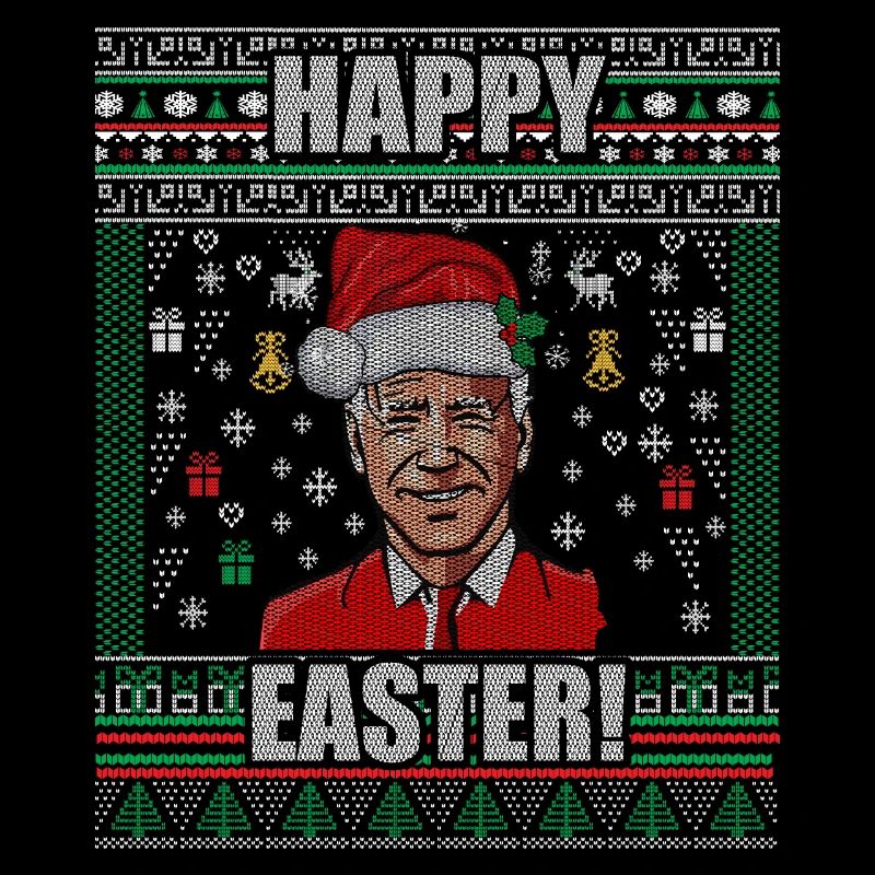 Drôle Biden Pull de Noël laid Joyeuses Pâques