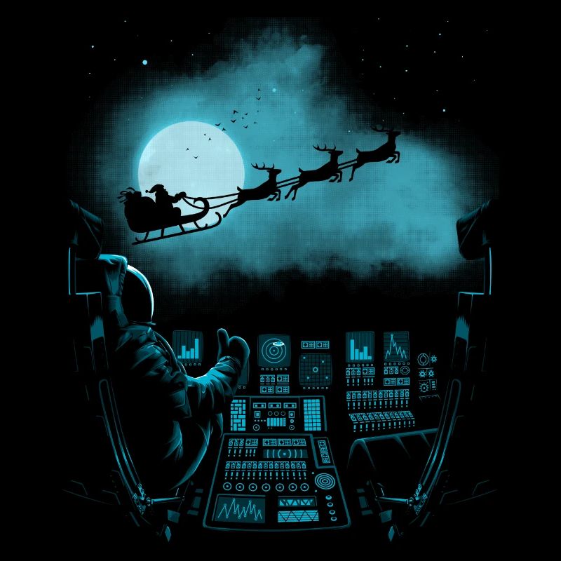 Astronaute observant le Père Noël