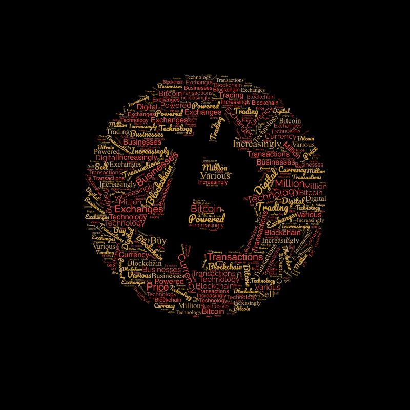 Bitcoin Graphic Tee avec conception de motifs de mots.