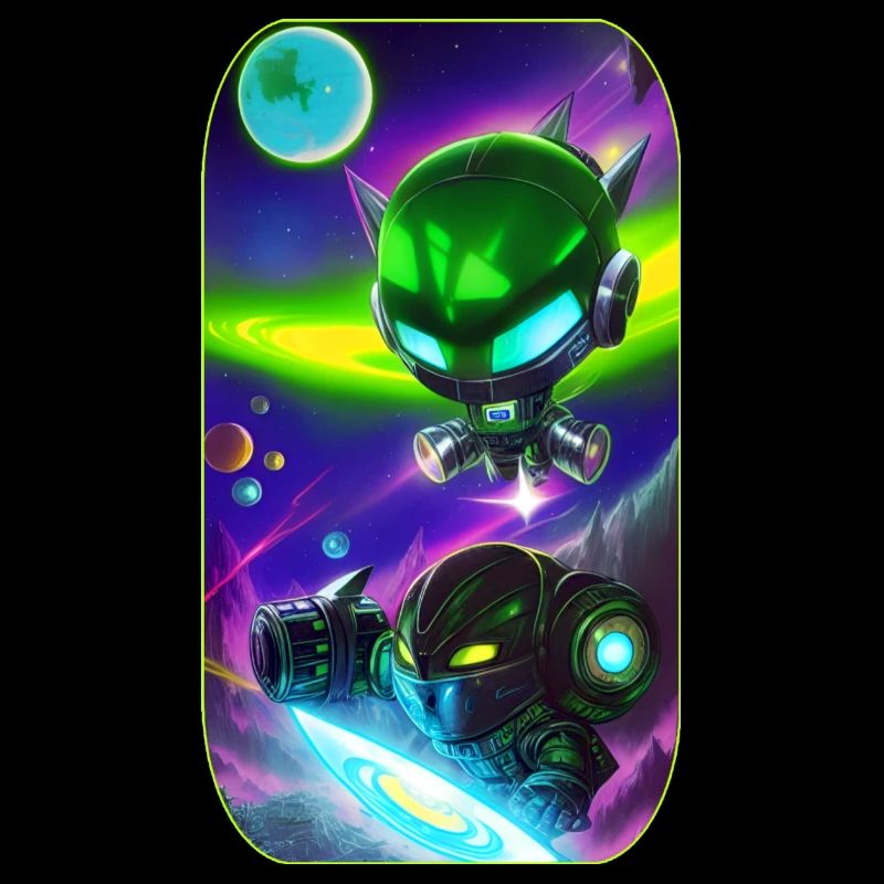Science fiction cartoon with aliens and astronauts