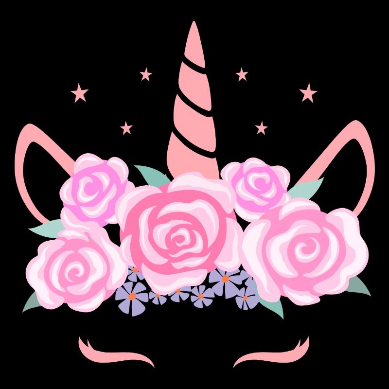Visage de Licorne - visage de licorne avec couronne de fleurs