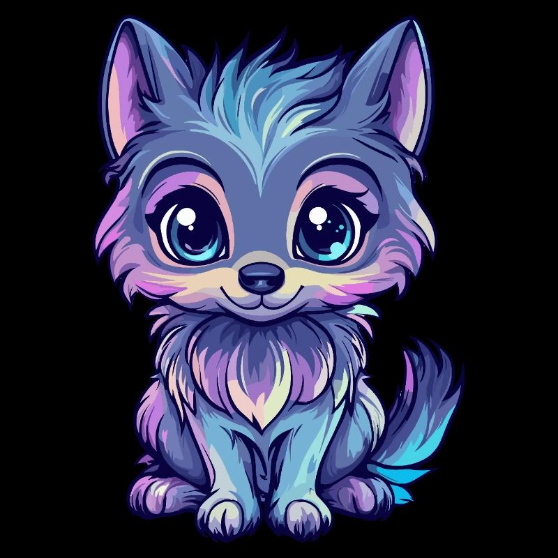 Loup coloré dans le style de dessin animé