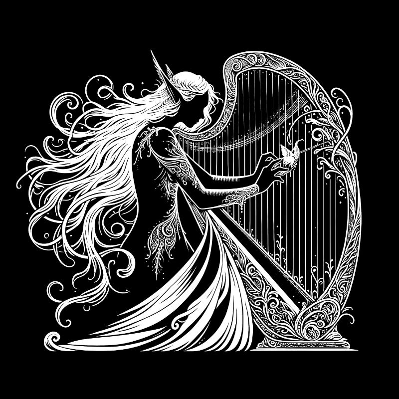 Elfe de la harpe - Elfe avec harpe