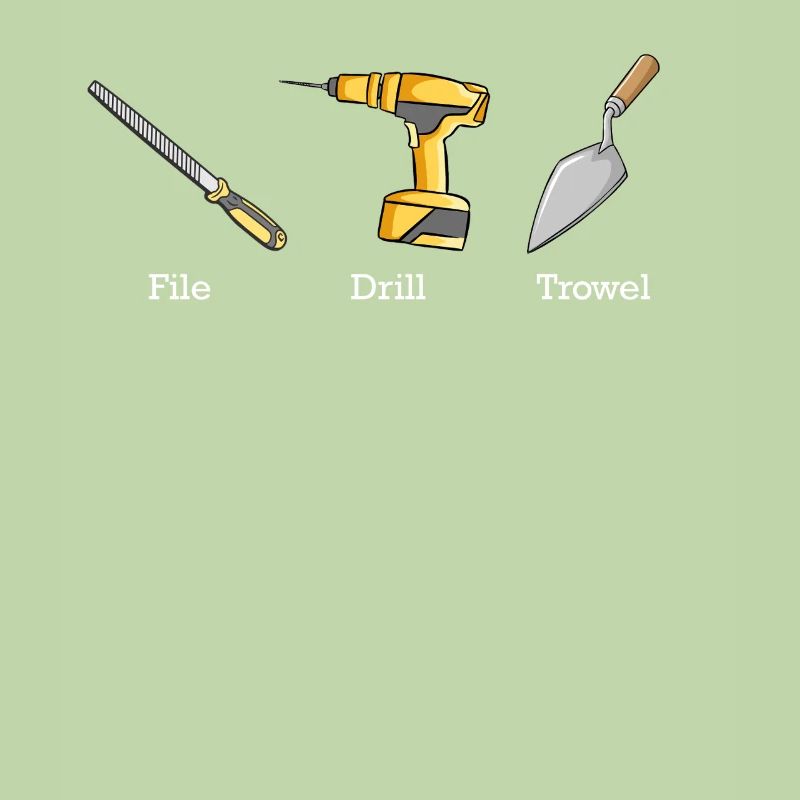 File drill, trowel, tools, subtle anti-strum