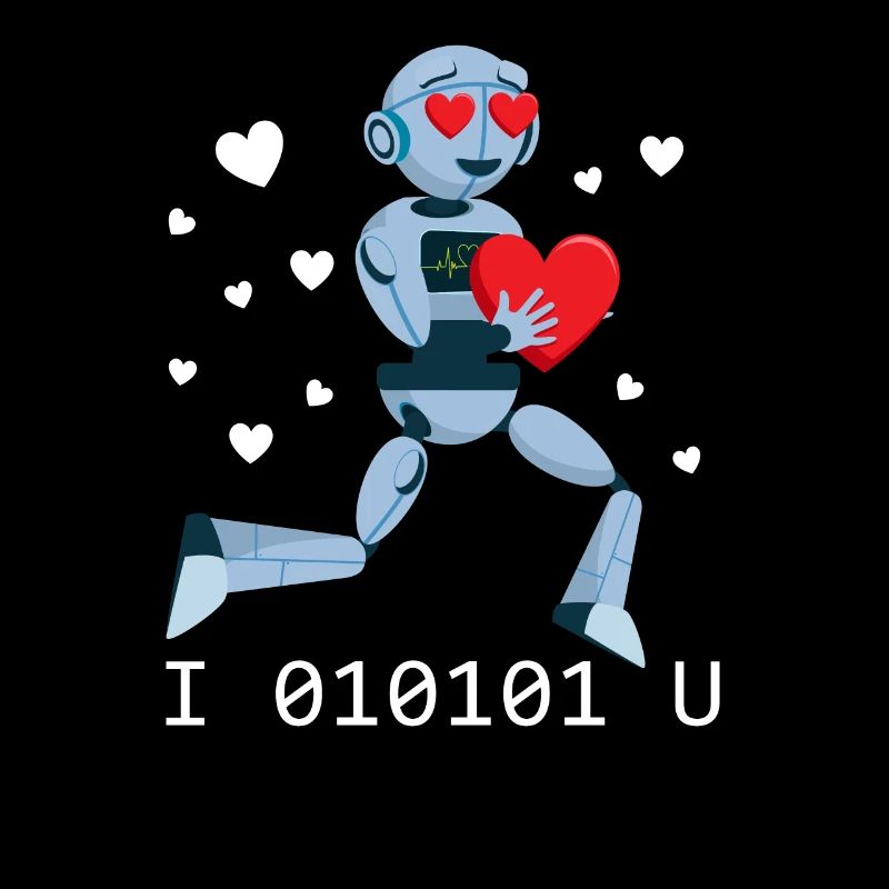 Ich liebe dich binär 01010 Roboter Valentine Robot