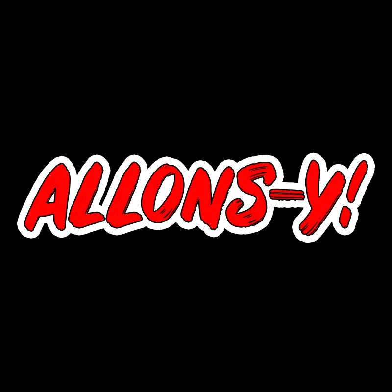 ALLONS-Y! red pop art lettering comic style