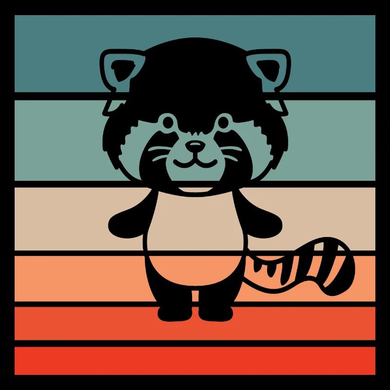 Red Panda Retro Style Vintage