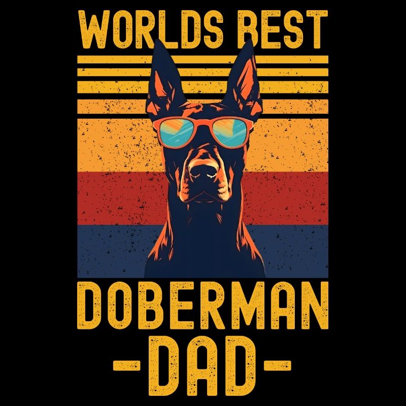 Dobermann mit sonnenbrille retro