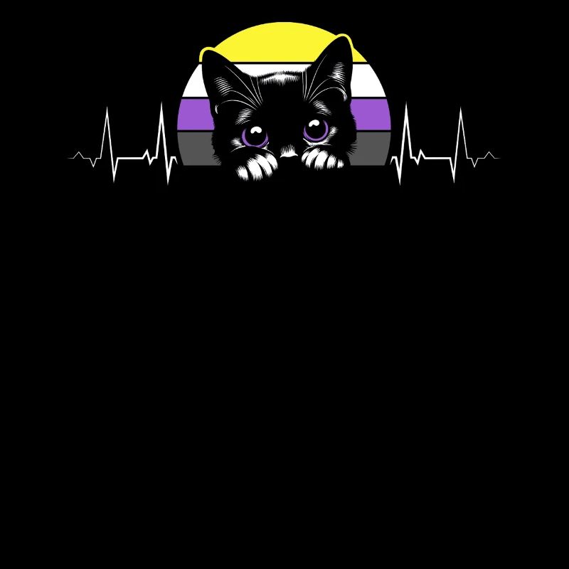 Nonbinary Pride Cat Heartbeat With Flag