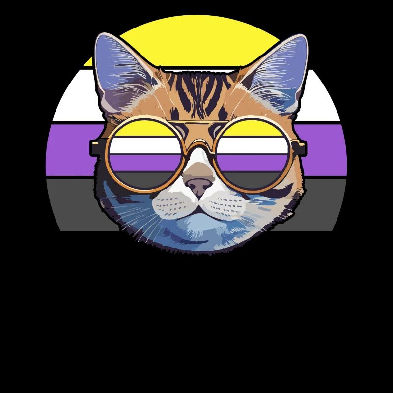 Nonbinary Pride Coole Katze mit Sonnenbrille Retro