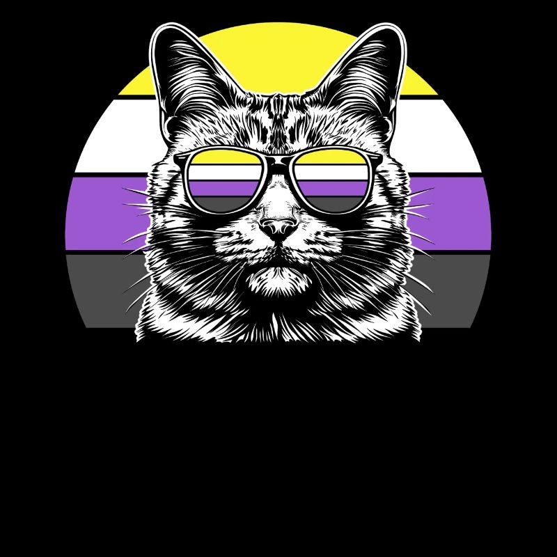Nonbinary Pride Katze Sonnenbrille Retro