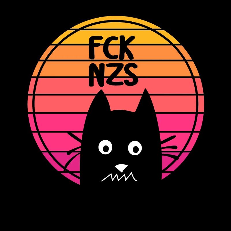 FCK NZS mit Witziger Katze im Retro design