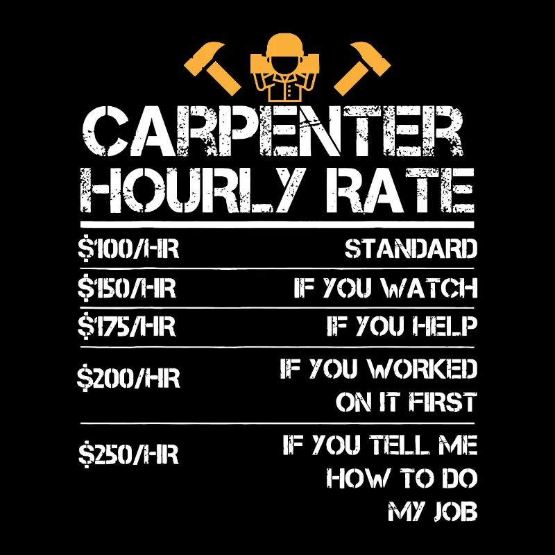 Funny Carpenter Hourly Rate Tshirt Wood Working La