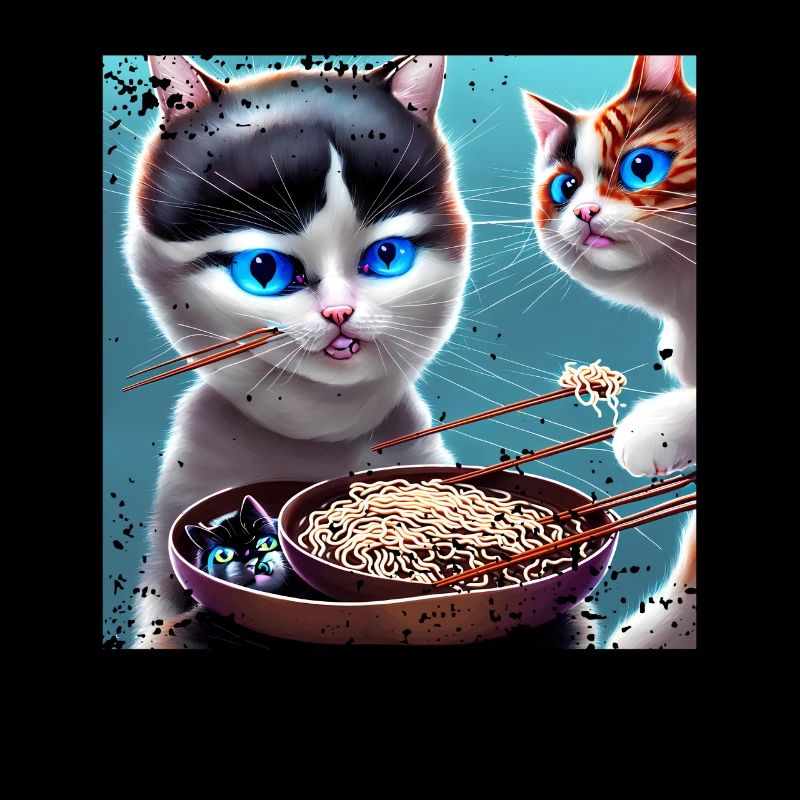 Les chats magiques mangent des ramen