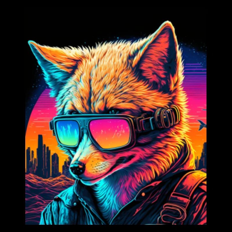 Retro Futuristic Synthwave Fox