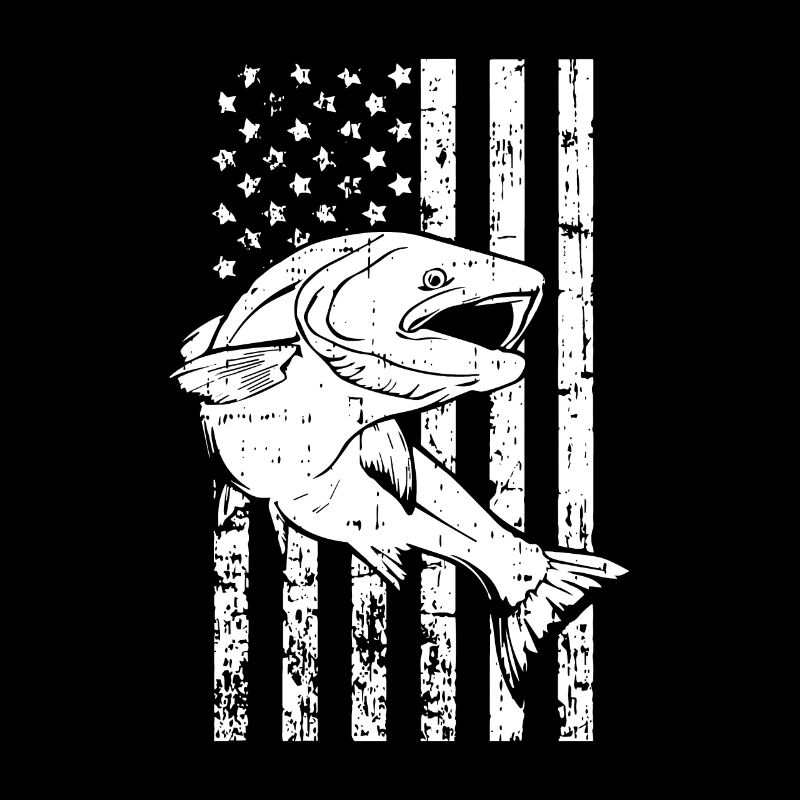 Drapeau américain Pêche à l’achigan Saint-Valentin Pêcheur