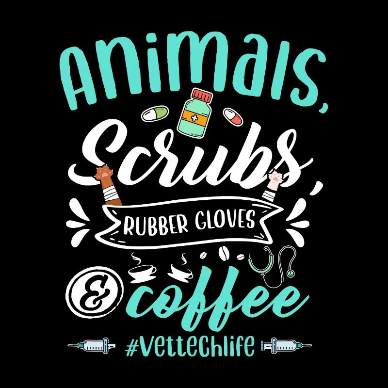 Veterinary Technician Animals Scrubs And Coffee Ve