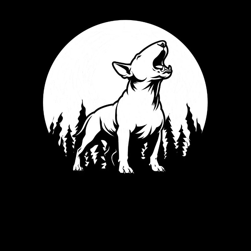 Bull Terrier Moon Howling