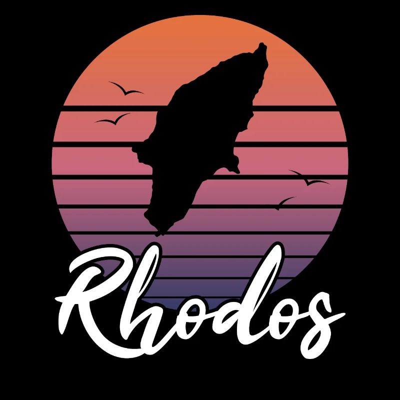 Rhodes Island Map Greece Retro Gift