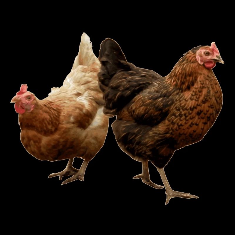 two happy chickens