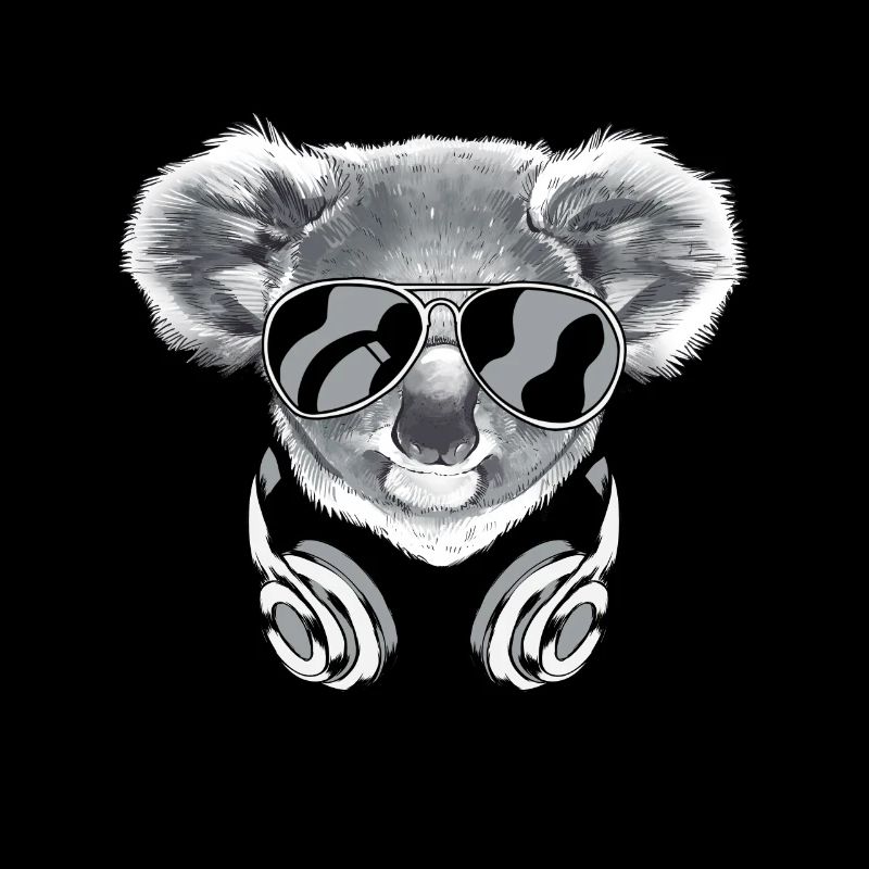 Koala mit Kopfhörer und cooler Sonnen Brille