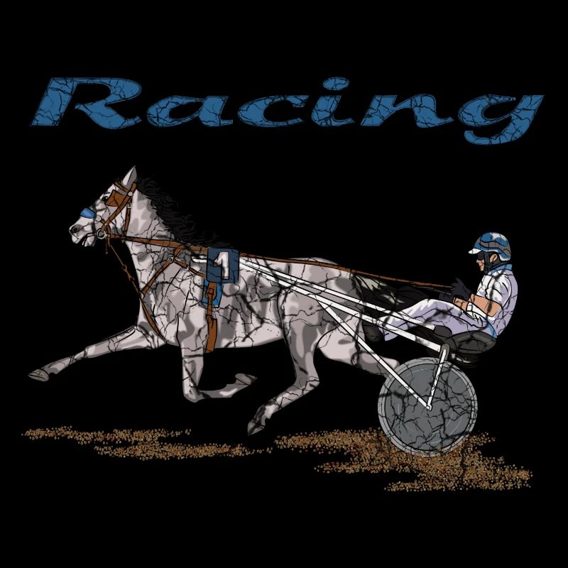 Cheval de course avec jockey en dynamique