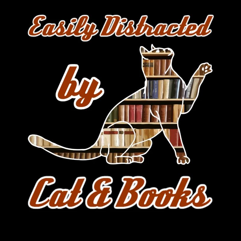 Easily Distracted by Cat & Books