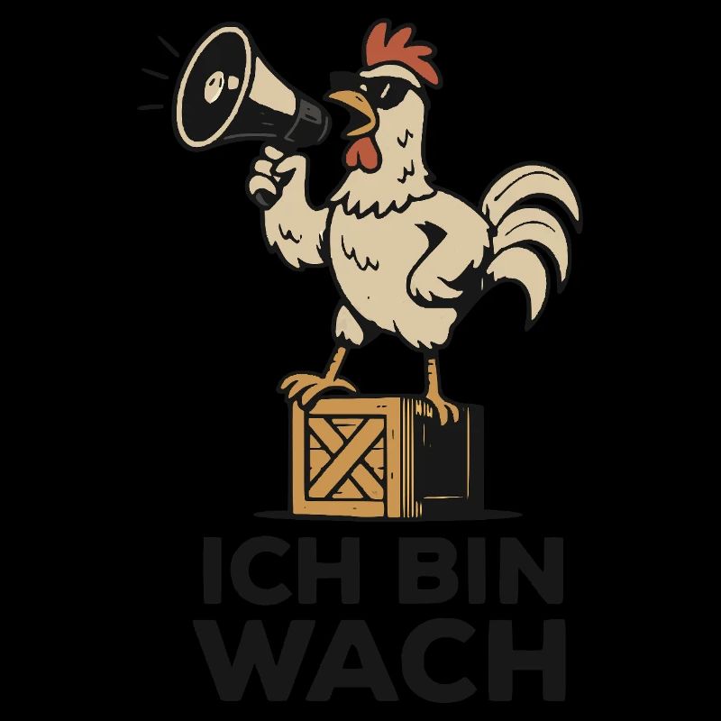 Ich bin wach – Lustiger Hahn mit Megafon