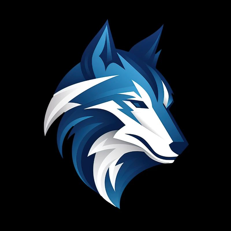 Wolf blau weiß kopf illustration cool smart