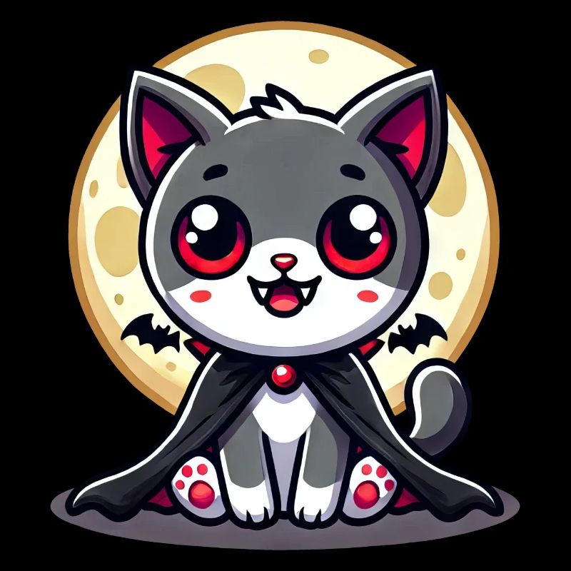 Mignon Halloween Chat Vampire Chauve-souris Dessin animé