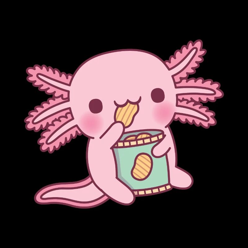 Cute Axolotl Eating Potato Chips