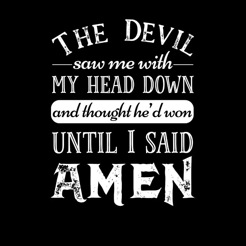Prière chrétienne Diable Wrong Head Down Amen Dieu