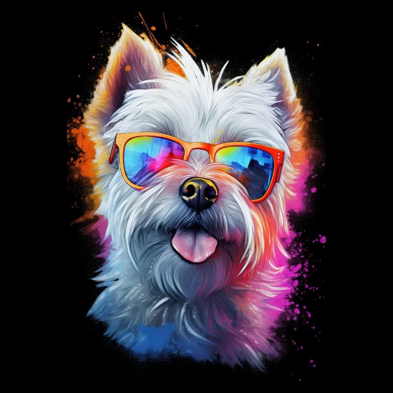 Yorkshire Terrier Hund mit Brille