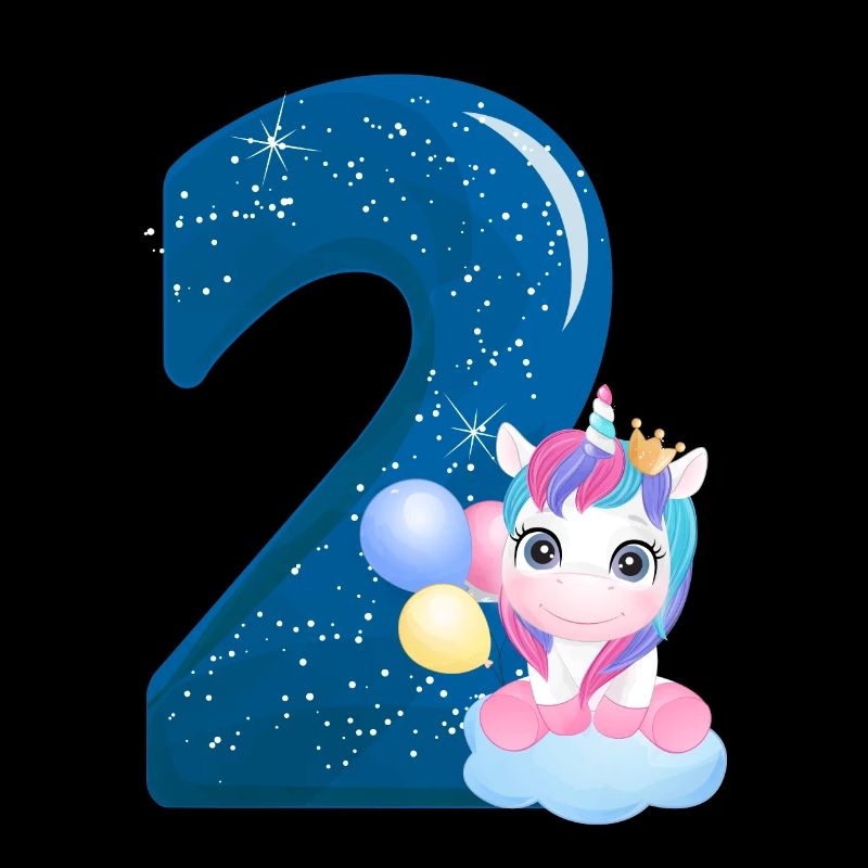 2. Geburtstag mit Einhorn-Motiv, blau