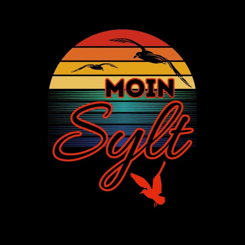 Moin Sylt avec mouette dans le style rétro Island Sylt