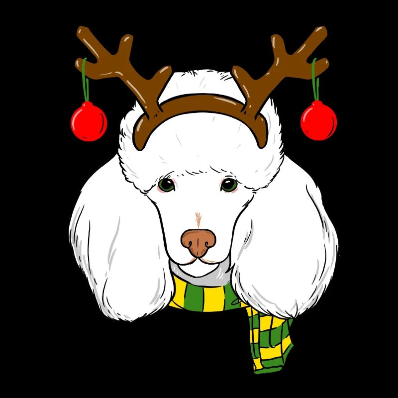 Caniche Noël Renne Cornes Chien Amant Noël