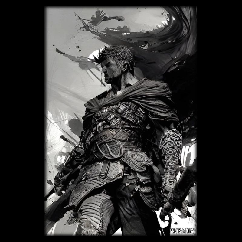 Warrior Sword Vintage Noir Blanc 3
