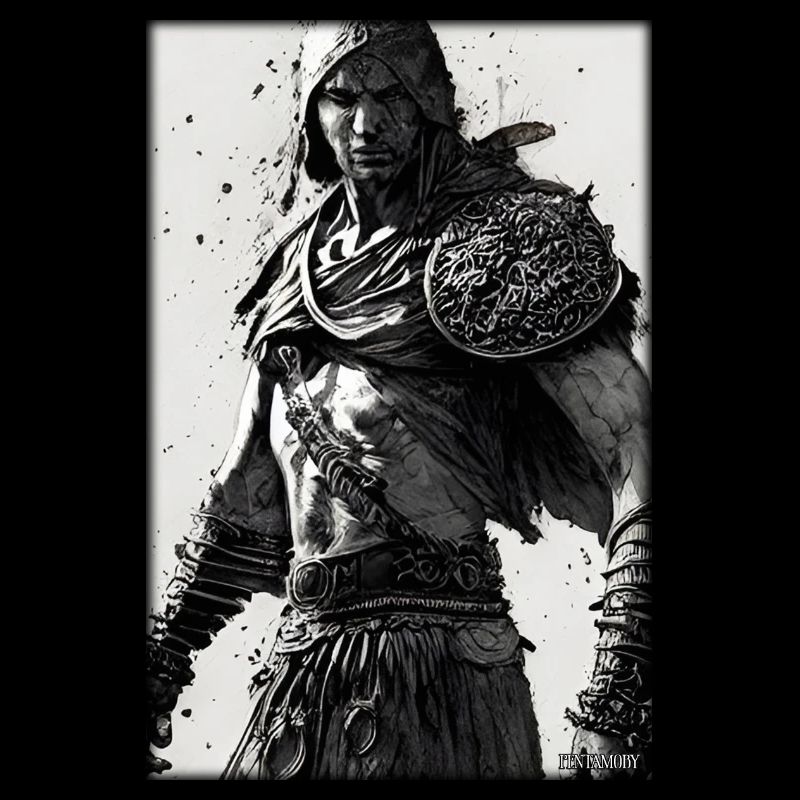 Warrior Sword Vintage Noir Blanc 1