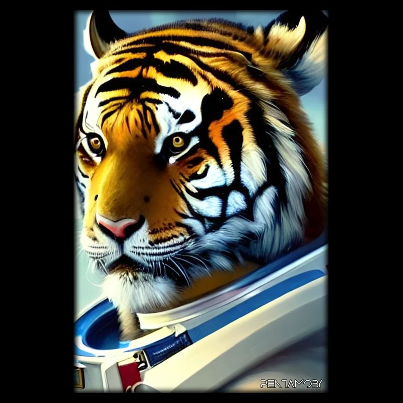Tiger Big Cat Astronaut Future Sci-Fi Technology