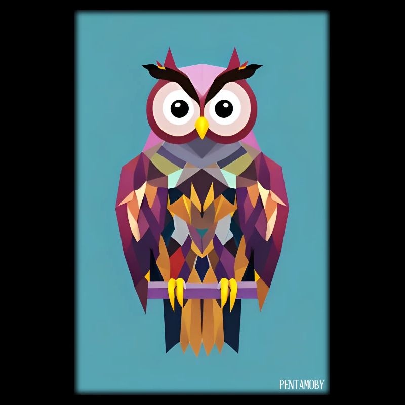 Owl Angry Polygon Forest Animal Wilderness Bird Night