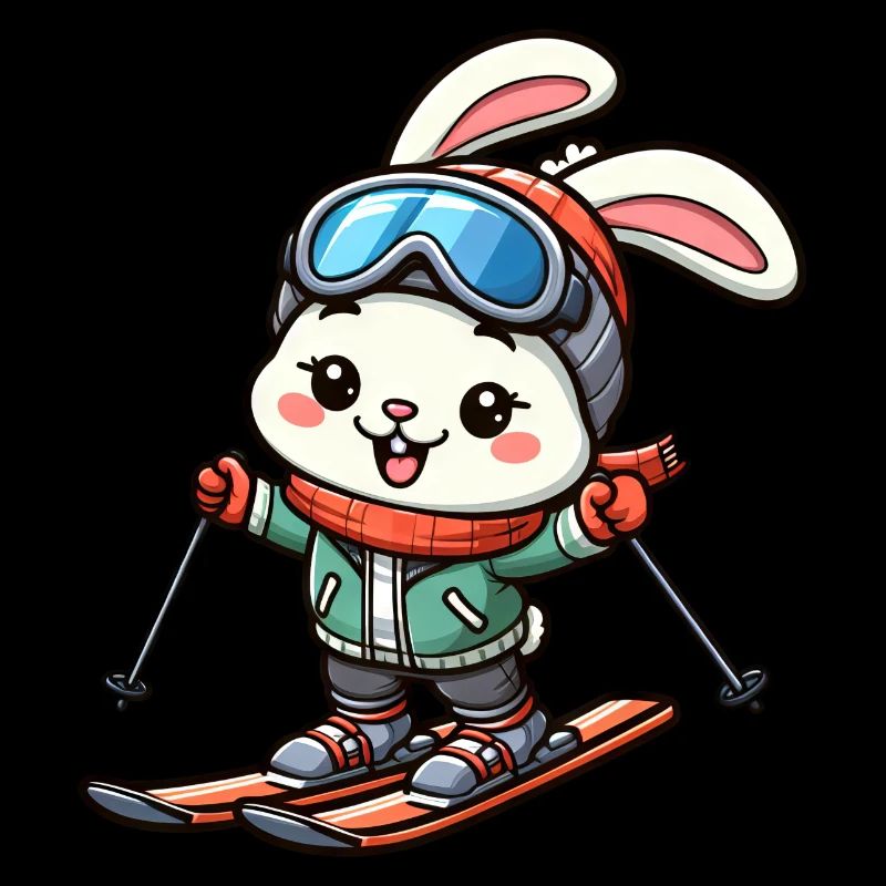 Conception de lapin de skieur de vacances de ski de lapin de neige