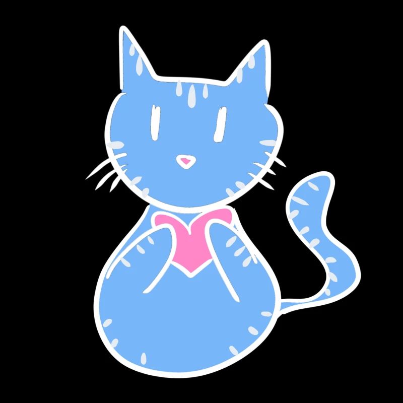 symbole de chat bleu coeur de dessin animé